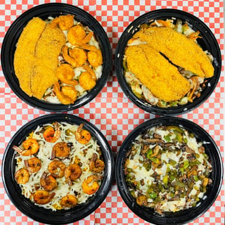 2 pc Fried Catfish Fillet Rice Bowl